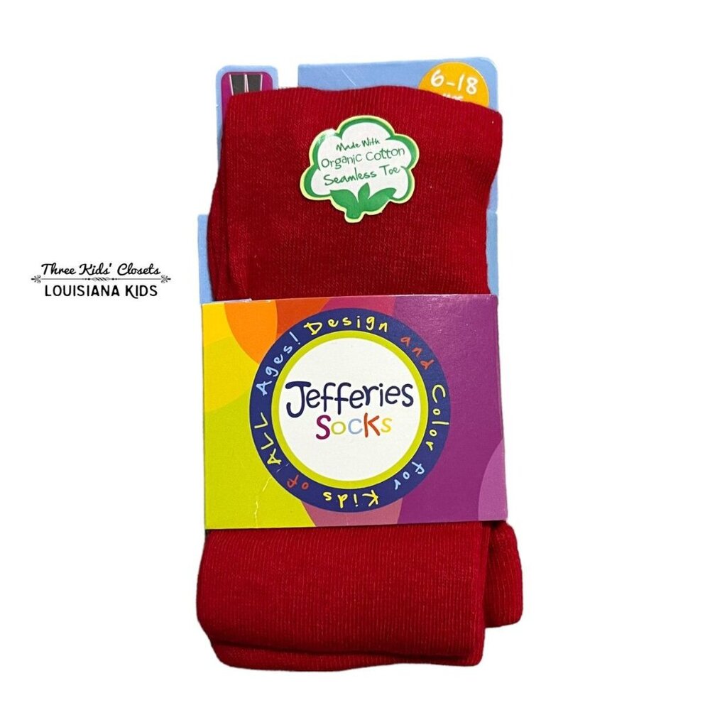 NEW Jeffries Socks 6-18m Red Organic Seamless Toe Tights